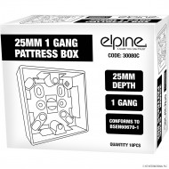 1 Gang Pattress Box 25mm Single ( 10 ) White
