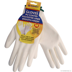 PU Coated/ Polyester Liner Gloves - size M
