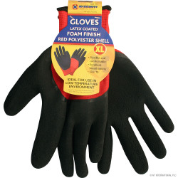 Black Latex Ctd ,Red Polyester Gloves -10/XL