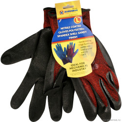 Red Polyester+Spandex Shell Gloves 9/L