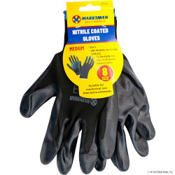 Black polyester, Nitrile Coated Gloves 8/M