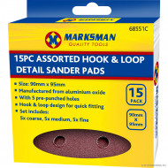 15pc Asst (90 x 95mm) H/Loop Sander Pads