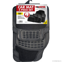 4pc Rubber Car Mats (with Carpet) Black